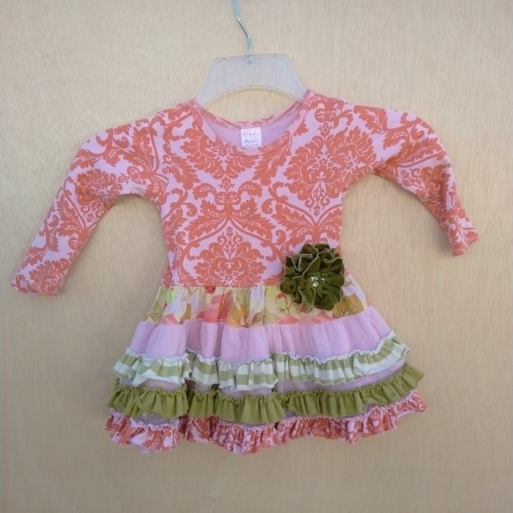 18m Giggle Moon Boutique Baby Girls Harvest Fields Dress Orange Green Fall